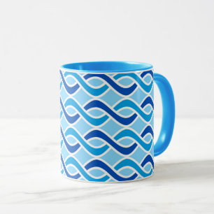 Mid-Century Modern Ribbons, cobalt & sky blue Mug