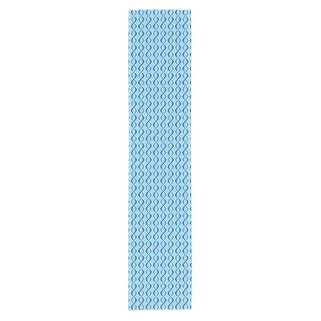Mid-Century Modern Ribbons, cobalt & sky blue Short Table Runner (Front)