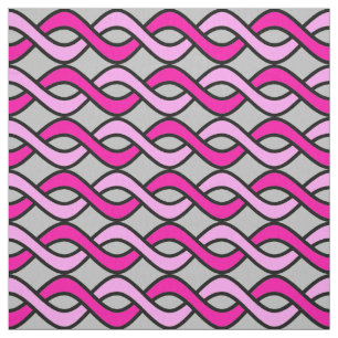 Mid-Century Modern Ribbons, pink and grey / grey Fabric