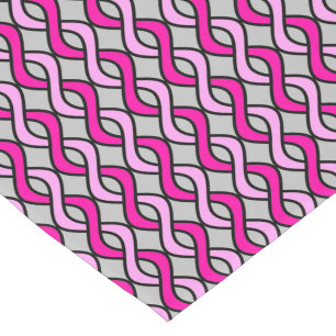 Mid-Century Modern Ribbons, pink and grey / grey Short Table Runner