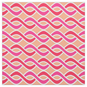 Mid-Century Modern Ribbons, shades of coral Fabric