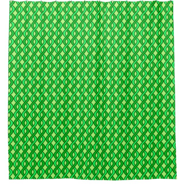 Mid-Century Modern Ribbons, shades of green Shower Curtain (Front)