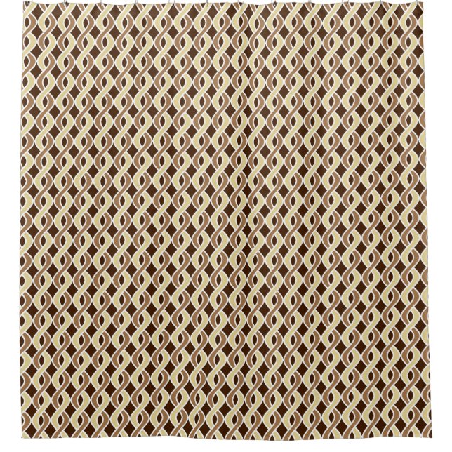 Mid-Century Modern Ribbons, taupe and brown Shower Curtain (Front)