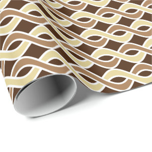 Mid-Century Modern Ribbons, taupe and brown Wrapping Paper