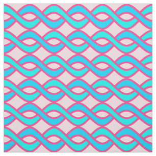 Mid-Century Modern Ribbons, turquoise and pink Fabric