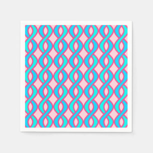 Mid-Century Modern Ribbons, turquoise and pink Napkin