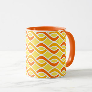 Mid-Century Modern Ribbons, Yellow and Orange Mug