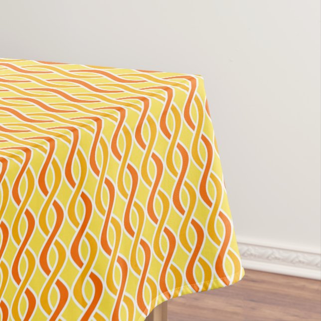 Mid-Century Modern Ribbons, yellow and orange Tablecloth (In Situ)