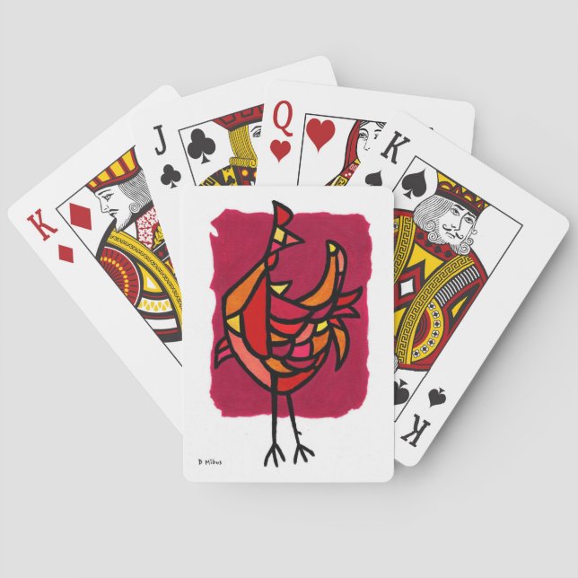 Mid Century Modern Rooster Playing Cards (Back)