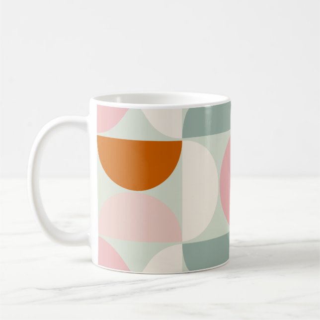 Mid Century Modern Sage Green Blush Orange Pattern Coffee Mug (Left)