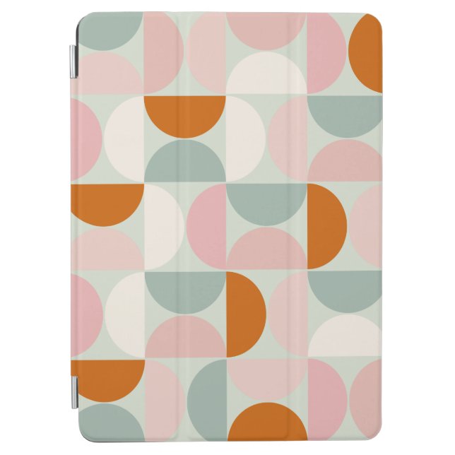 Mid Century Modern Sage Green Blush Orange Pattern iPad Air Cover (Front)