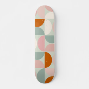 Mid Century Modern Sage Green Blush Orange Pattern Skateboard