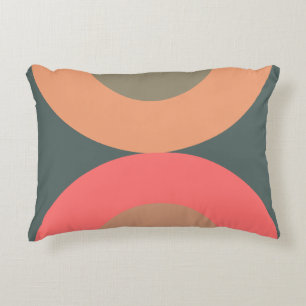 Mid-Century Modern Salmon and Olive   Decorative Cushion