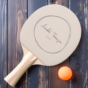 Mid-Century Modern Sandcastle Pink with Name Ping Pong Paddle