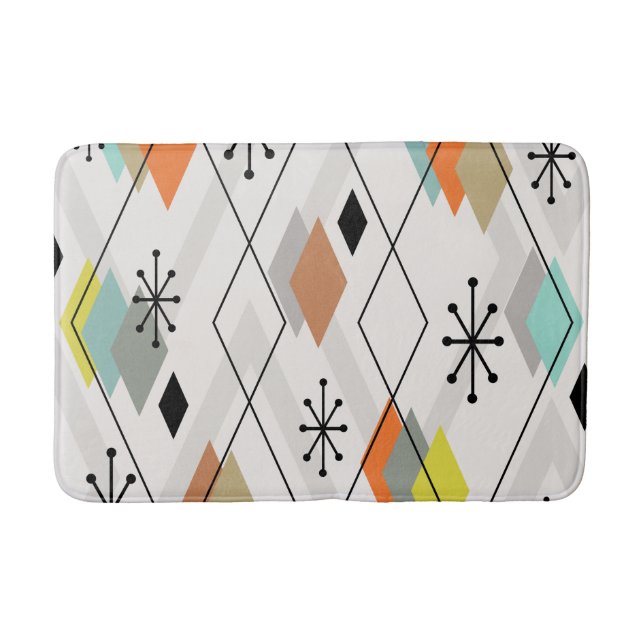 Mid Century Modern Scattered Diamonds Bath Mat (Front)