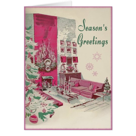 Mid Century Modern Seasons Greetings Christmas Card