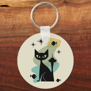 Mid Century Modern Seattle Cat Key Ring