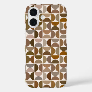 Mid-Century Modern Semicircles Browns+Cream iPhone 16 Case