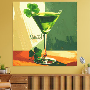 Mid Century Modern Shamrock Martini Sláinte!  Canvas Print