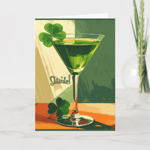 Mid Century Modern Shamrock Martini Sláinte!  Card