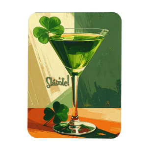 Mid Century Modern Shamrock Martini Sláinte! Magnet