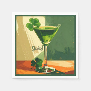 Mid Century Modern Shamrock Martini Sláinte!  Napkin