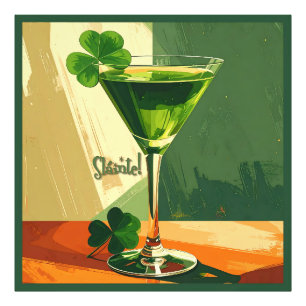 Mid Century Modern Shamrock Martini Sláinte! Photo Print