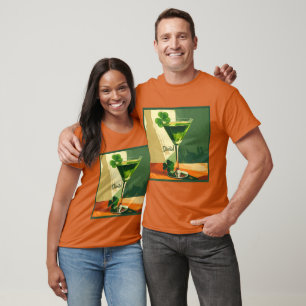 Mid Century Modern Shamrock Martini Sláinte! T-Shirt