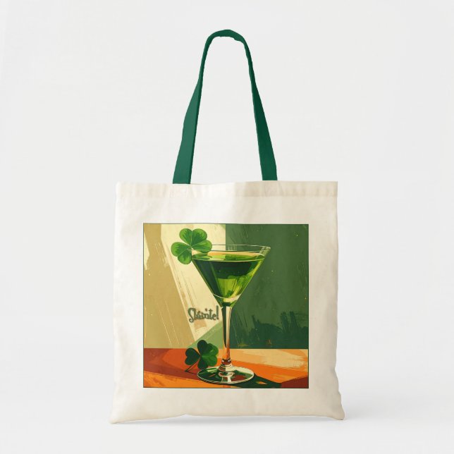 Mid Century Modern Shamrock Martini Sláinte!  Tote Bag (Front)