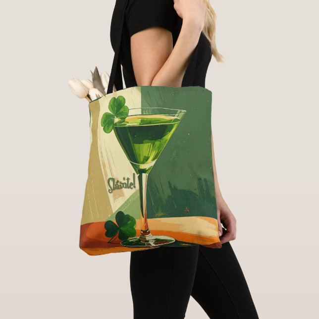 Mid Century Modern Shamrock Martini Sláinte!  Tote Bag (Close Up)