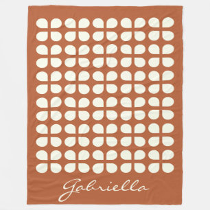 Mid Century Modern Shapes in Rust Personalised  Fleece Blanket