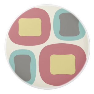 Mid Century Modern Shapes Multicolored Ceramic Knob