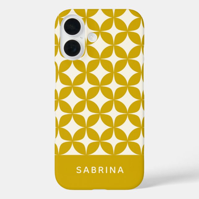 Mid Century Modern Shapes Yellow Personalised Case-Mate iPhone Case (Back)