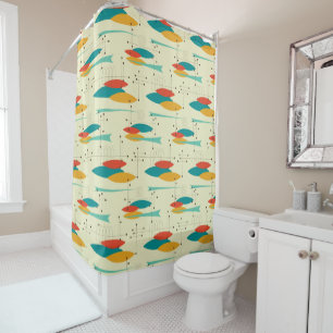 Mid-Century Modern Shower Curtain, Les Pattern Curtain