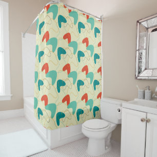 Mid-Century Modern Shower Curtain, Retro Pattern Shower Curtain