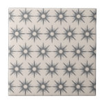 Mid-Century Modern Silver Starburst Pattern Cerami Tile<br><div class="desc">Mid-century modern inspired design featuring vintage pattern of retro silver starbursts. Simple, clean modern design. One design of a coordinating collection. Create your own custom pattern by uploading a new image, or use the "message" button to contact the designer for help. To create your own patterned design: 1. Select personalise...</div>