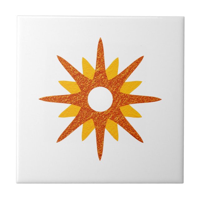 Mid-Century Modern Single Orange Starburst Tile (Front)