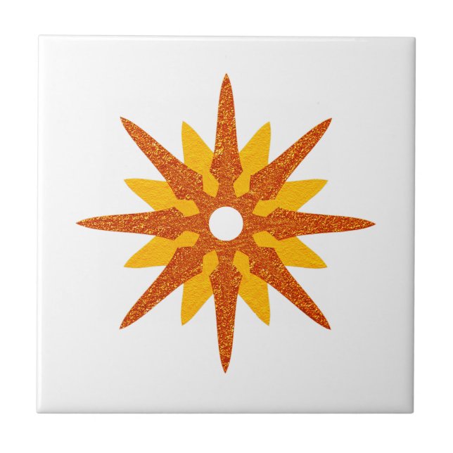 Mid-Century Modern Single Red-Orange Star Tile (Front)