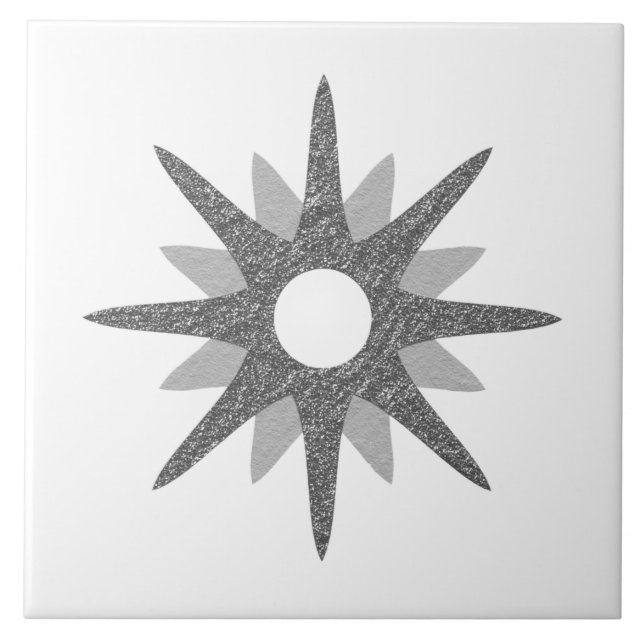 Mid-Century Modern Single Silver Starburst | Large Tile (Front)