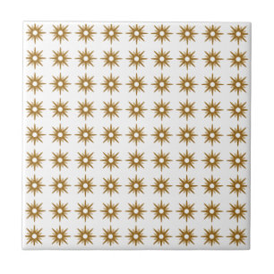 Mid-Century Modern Small Gold Star Pattern Tile