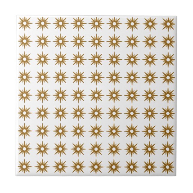 Mid-Century Modern Small Gold Star Pattern Tile (Front)
