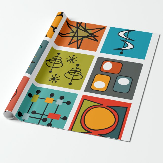 Mid-Century Modern Smorgasbord Wrapping Paper (Unrolled)