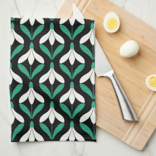 Mid Century Modern Snowdrop pattern Tea Towel
