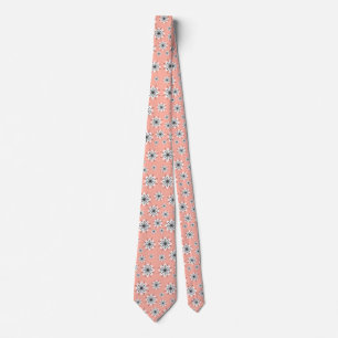 Mid Century Modern Snowflakes Peach Tie