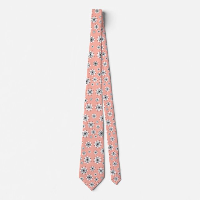 Mid Century Modern Snowflakes Peach Tie (Front)