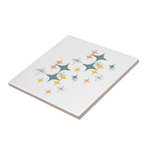 Mid Century Modern Space Age Starbursts Diamonds Tile