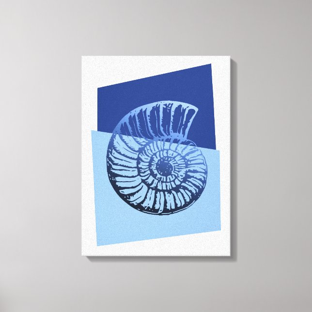 Mid-Century Modern Spiral Shell Print Ocean Blue (Front)