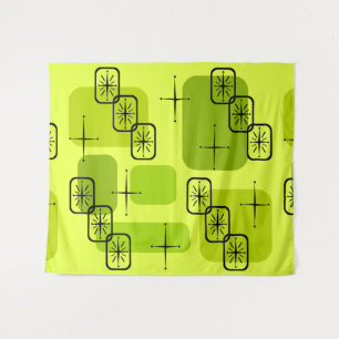 Mid Century Modern Sputnik Chartreuse Tapestry