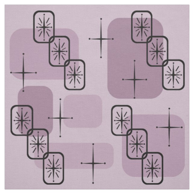 Mid Century Modern Sputnik Mauve Fabric (Swatch)