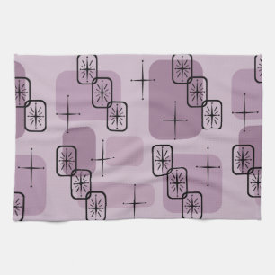 Mid Century Modern Sputnik Mauve Tea Towel